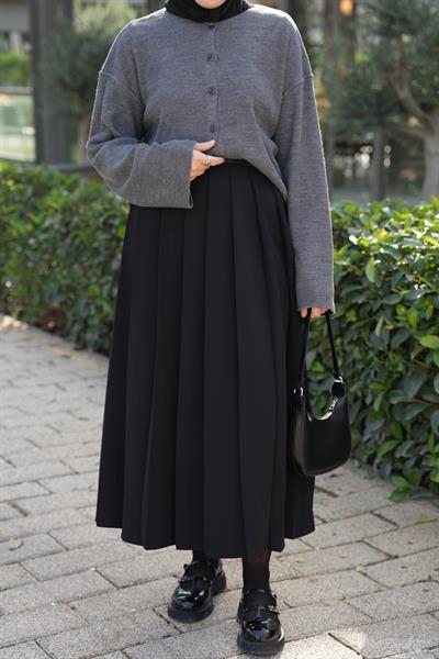 Düğmeli Basıc Hırka Antrasit