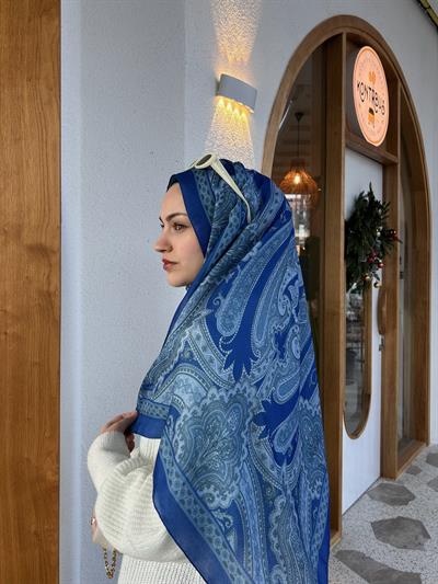 Etnik Desenli Şal Mavi