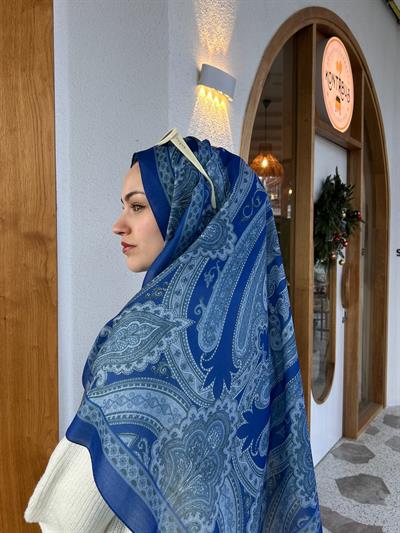 Etnik Desenli Şal Mavi