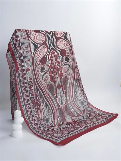 Etnik Noura Desen Şal Bordo