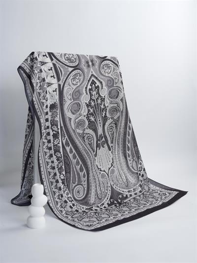 Etnik Noura Desen Şal Siyah