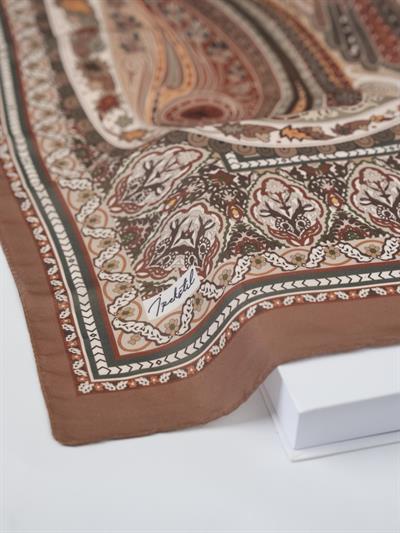 Etnik Noura Desen Şal Sütlü Kahve