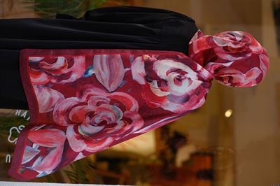 Gül Desenli Şal Bordo