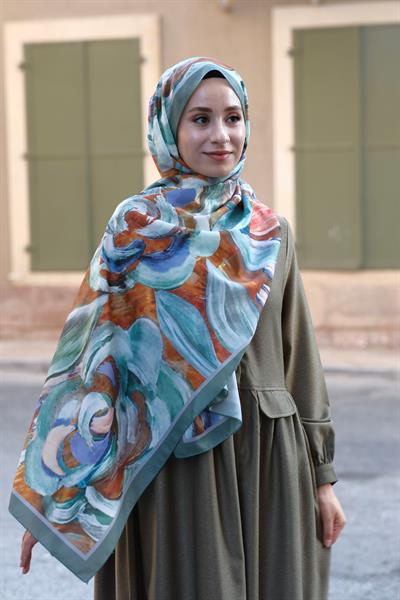 Gül Desenli Şal Soft Mint