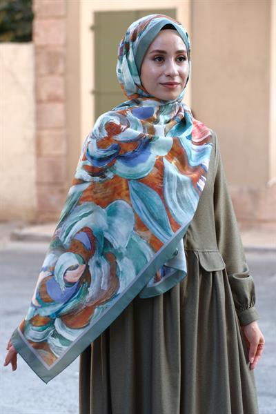 Gül Desenli Şal Soft Mint