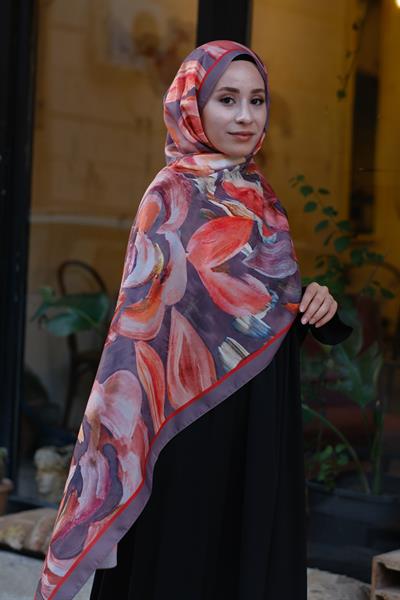 Gül Desenli Şal Vizon