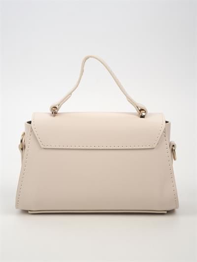 Kapaklı Deri Çanta Krem