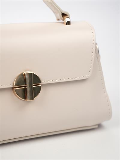 Kapaklı Deri Çanta Krem