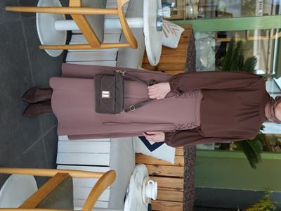 Kapitone Çapraz Çanta Kahverengi