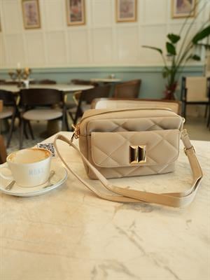 Kapitone Çapraz Çanta Krem