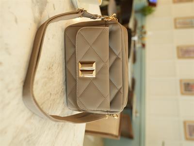 Kapitone Çapraz Çanta Vizon