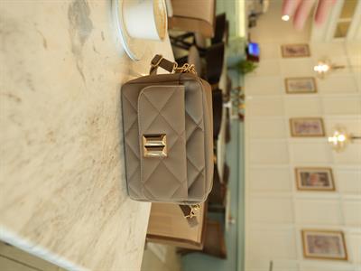 Kapitone Çapraz Çanta Vizon