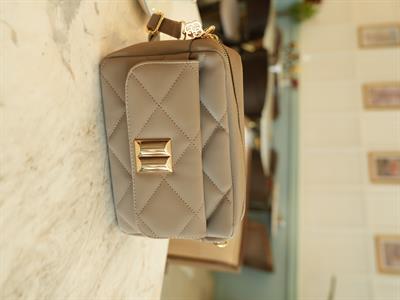 Kapitone Çapraz Çanta Vizon