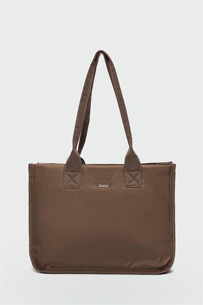 Kapitone Puf Çanta Kahverengi