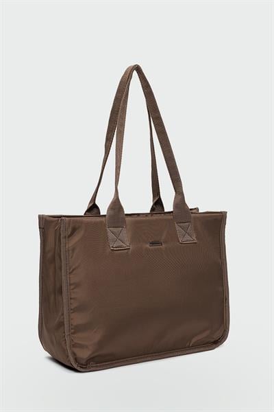 Kapitone Puf Çanta Kahverengi