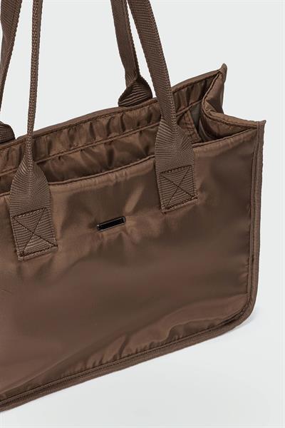 Kapitone Puf Çanta Kahverengi