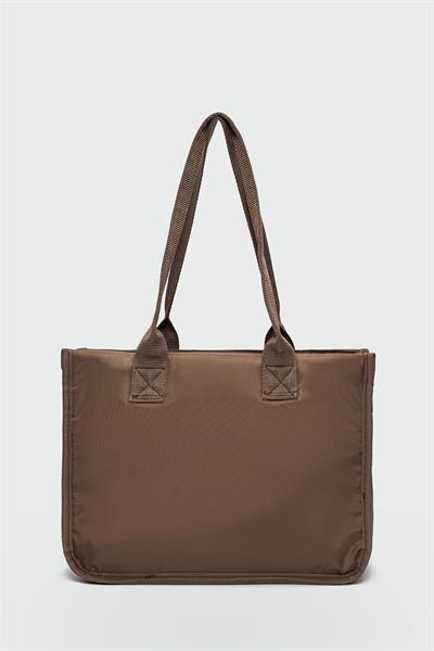 Kapitone Puf Çanta Kahverengi