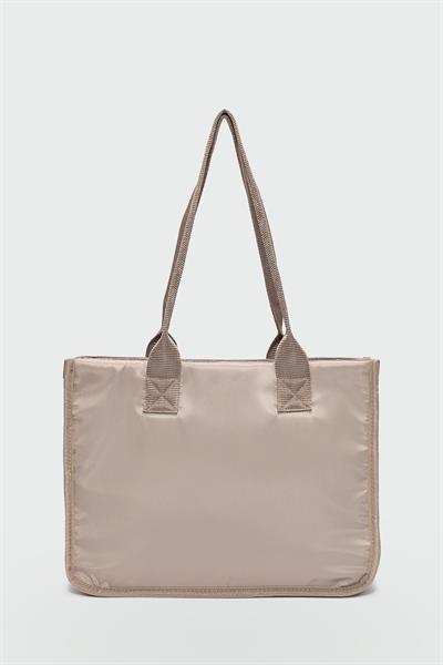 Kapitone Puf Çanta Vizon