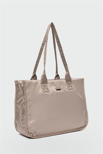 Kapitone Puf Çanta Vizon