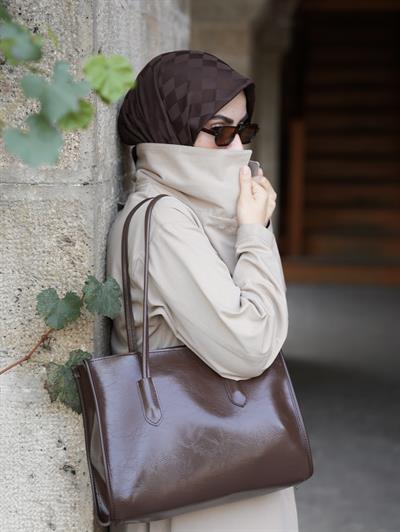 Kare Omuz Çantası Kahverengi