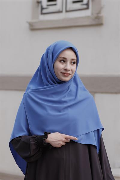 Medine İpeği Eşarp Kot Mavi