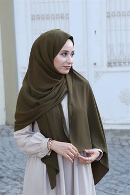 Medine İpeği Şal Haki Yeşil
