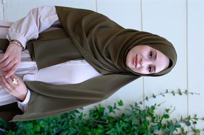 Medine İpeği Şal Haki Yeşil