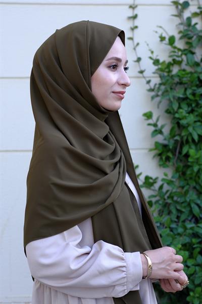 Medine İpeği Şal Haki Yeşil