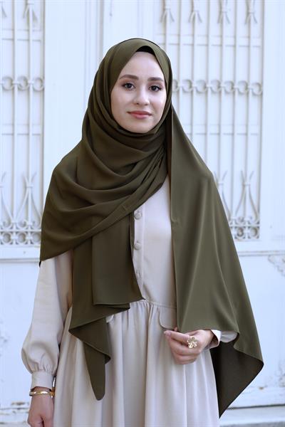Medine İpeği Şal Haki Yeşil
