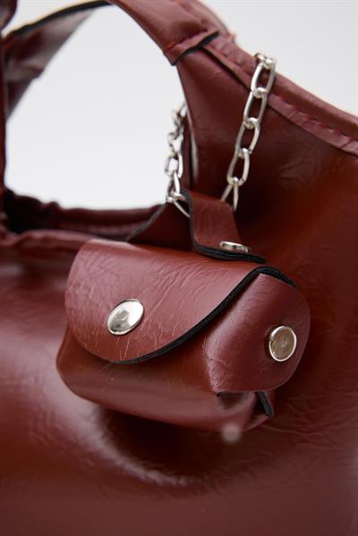 Mini Aksesuarlı Çanta Bordo