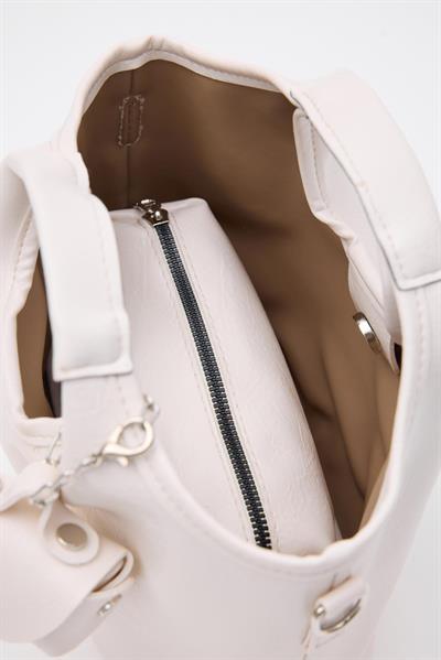 Mini Aksesuarlı Çanta Krem