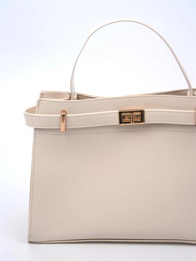 Ön Kilitli Çanta Bej