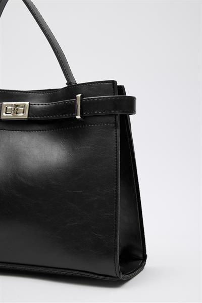 Ön Kilitli Çanta Siyah