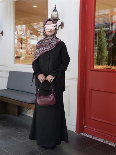 Pamuk Keten Etekli Takım Siyah