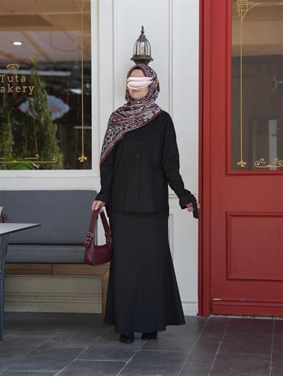 Pamuk Keten Etekli Takım Siyah