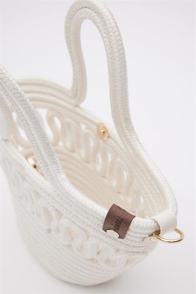 S Detaylı Hasır Çanta Krem