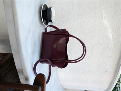 Suni Deri El ve Çapraz Çanta Bordo