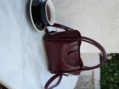 Suni Deri El ve Çapraz Çanta Bordo