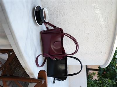 Suni Deri El ve Çapraz Çanta Bordo