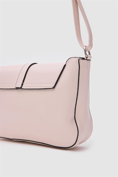 Suni Deri Kapaklı Çapraz Çanta Krem