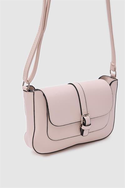 Suni Deri Kapaklı Çapraz Çanta Krem