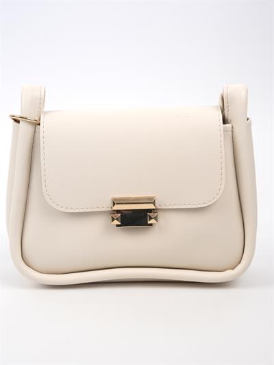 Tokalı Deri Çanta Krem