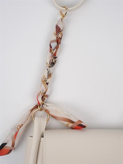 Tokalı Deri Çanta Krem