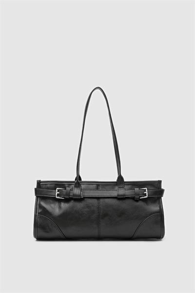 Vintage Deri Baget Çanta Siyah