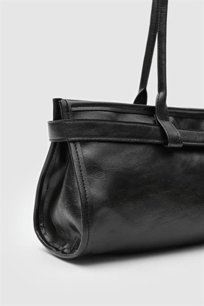 Vintage Deri Baget Çanta Siyah