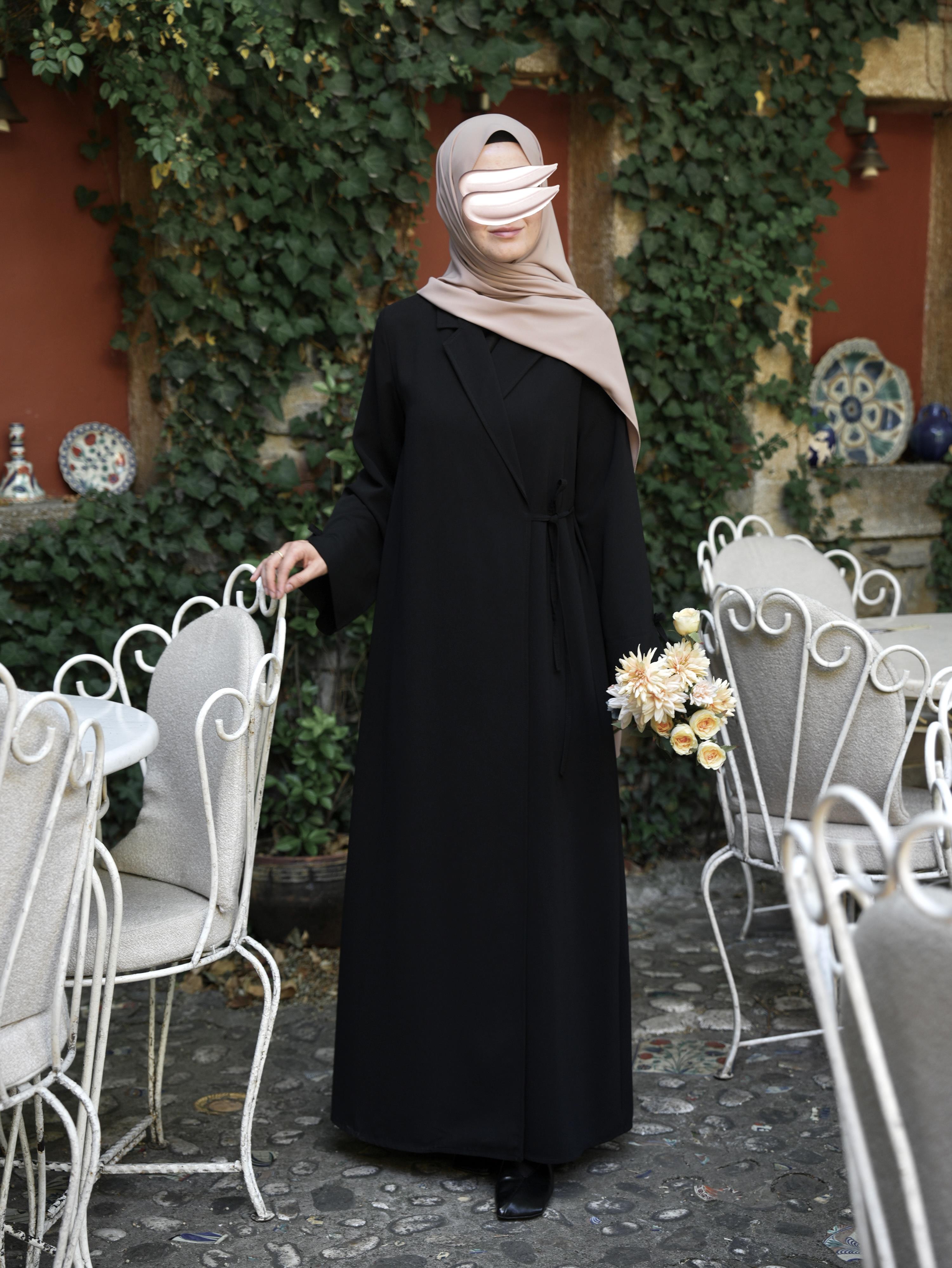 Bağlamalı Kruvaze Trench Siyah