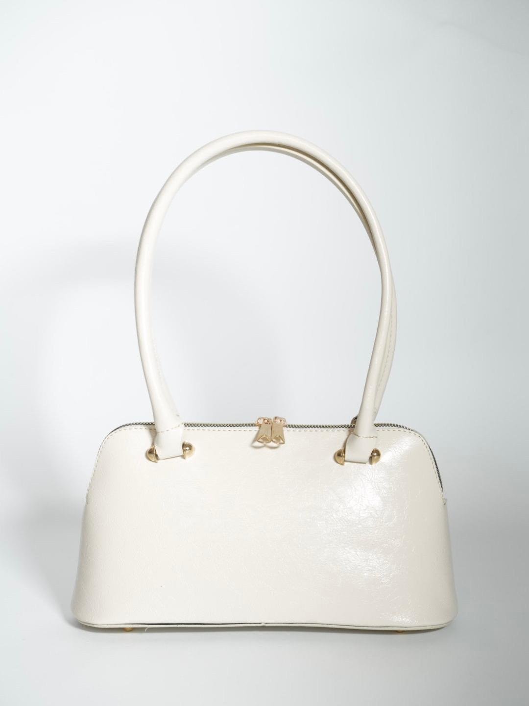 Deri Baget Çanta Ekru