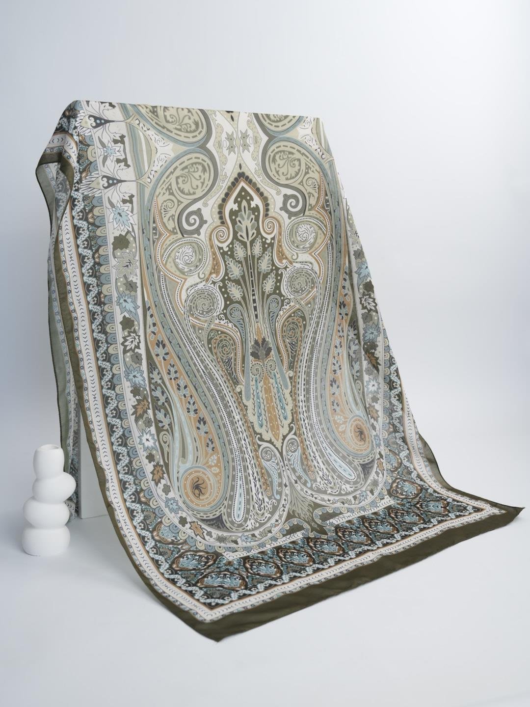 Etnik Noura Desen Şal Haki Yeşil