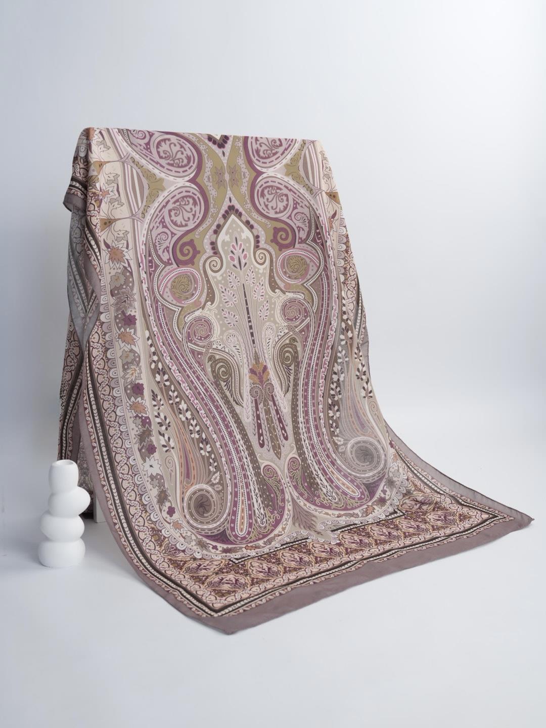 Etnik Noura Desen Şal Vizon