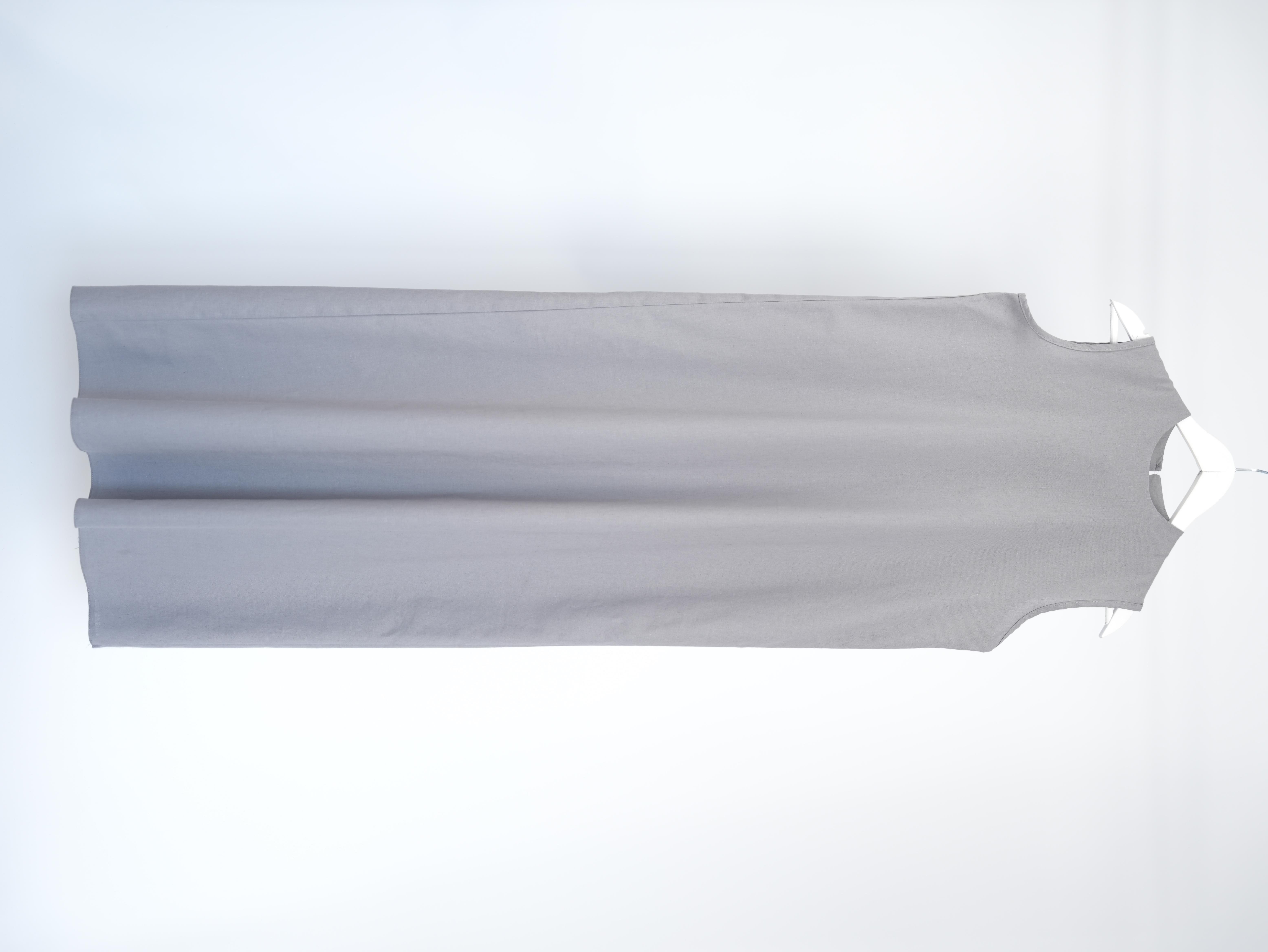 Kolsuz Keten Elbise Gri